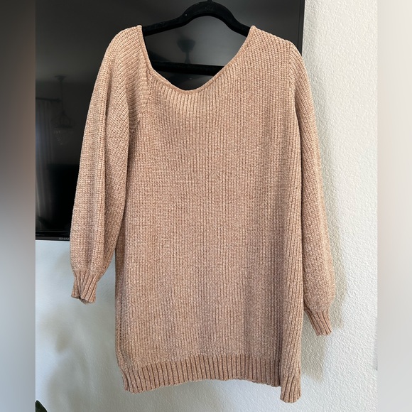 Vici - Obsessed With Me Chenille Off The Shoulder Mini Dress - Oatmeal - XL - Picture 3 of 5